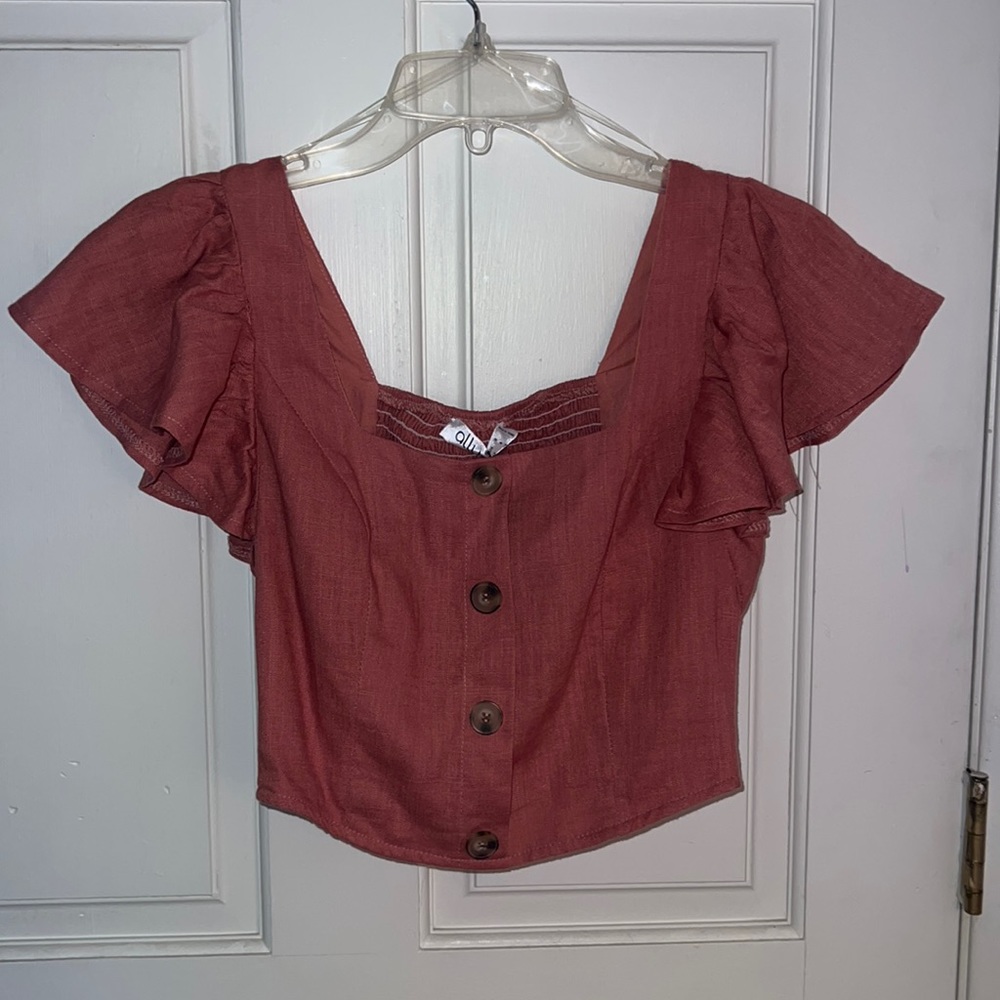 Ruffle Sleeve Crop Top